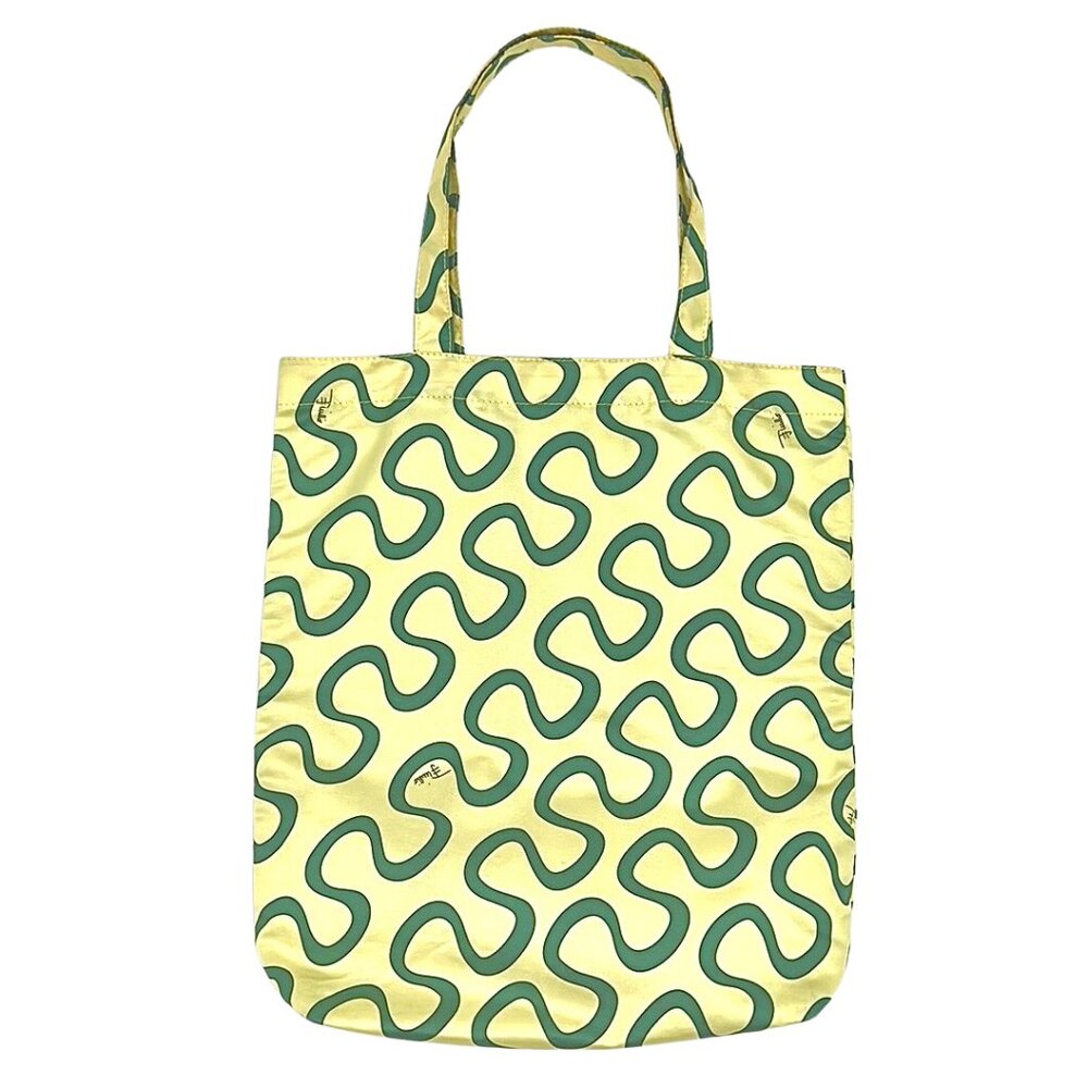 Authentic Emilio Pucci Shopper Tote Bag Yellow Green Squiggle